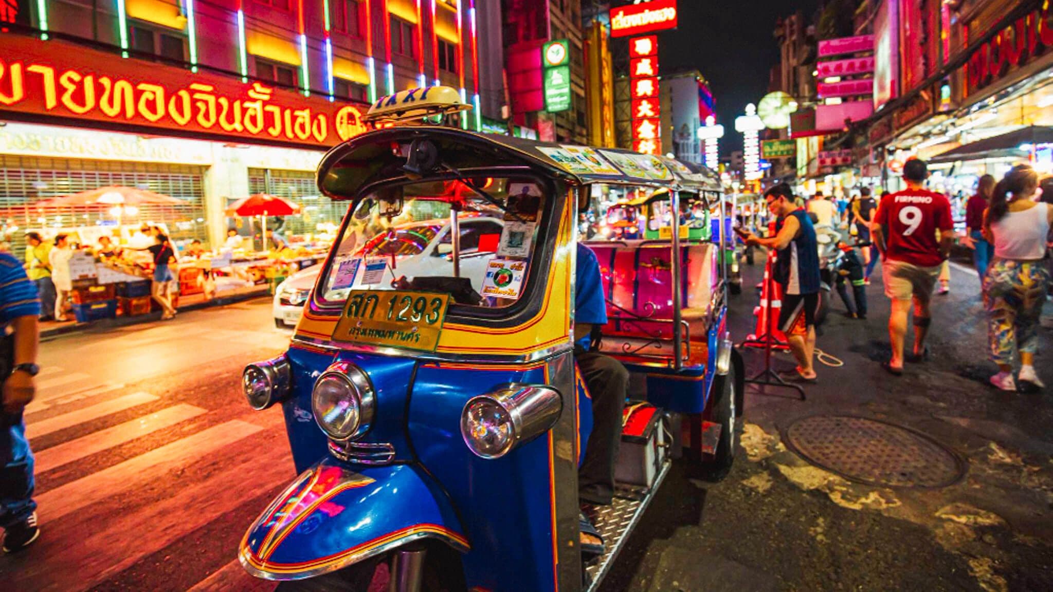Walking through a Thai old town street