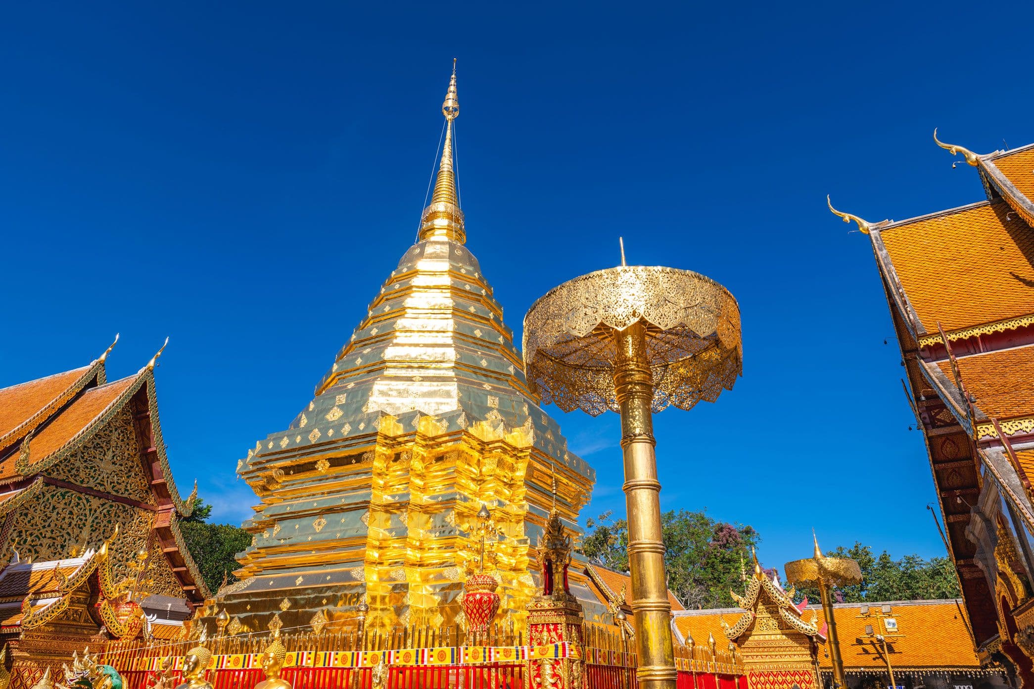 Golden chedi at Wat Phra That Doi Suthep overlooking Chiang Mai
