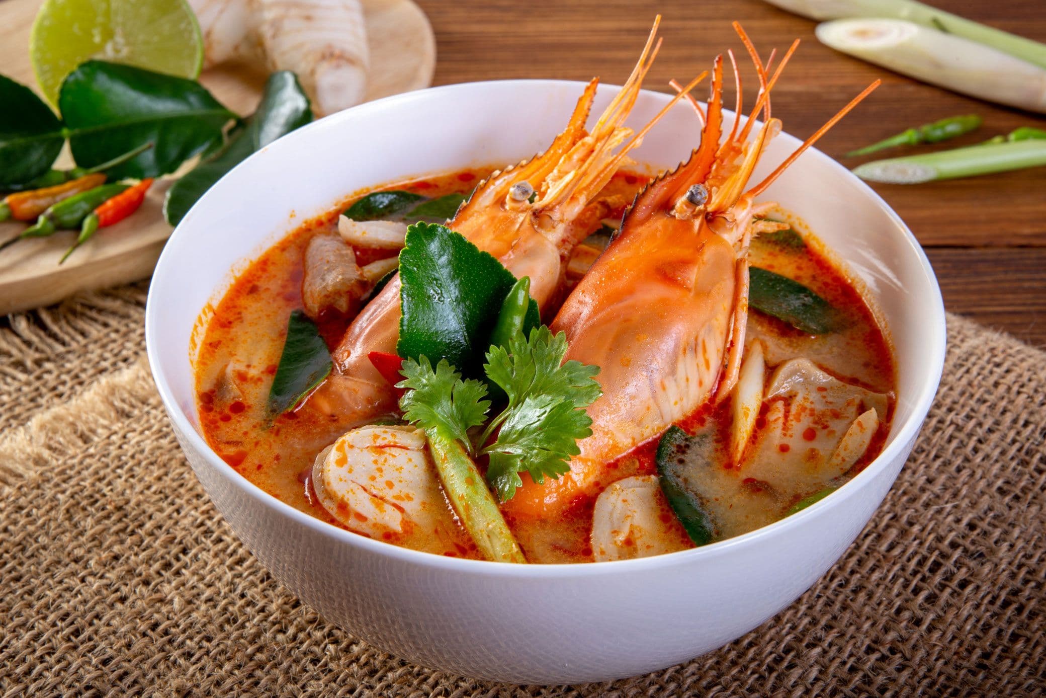 Traditional Thai Tom Yum Goong soup