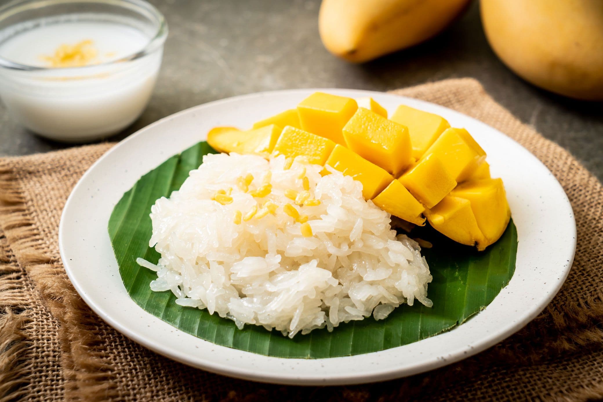 Thai mango sticky rice dessert