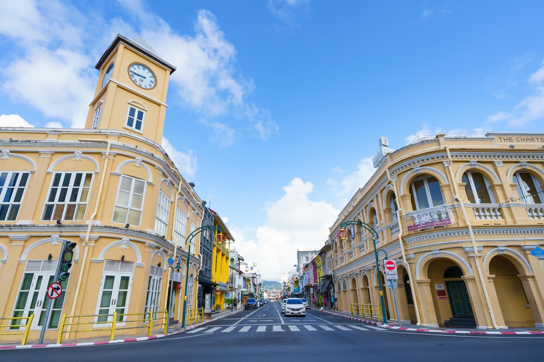 Historic streets and Sino-Portuguese buildings in Phuket Old Town