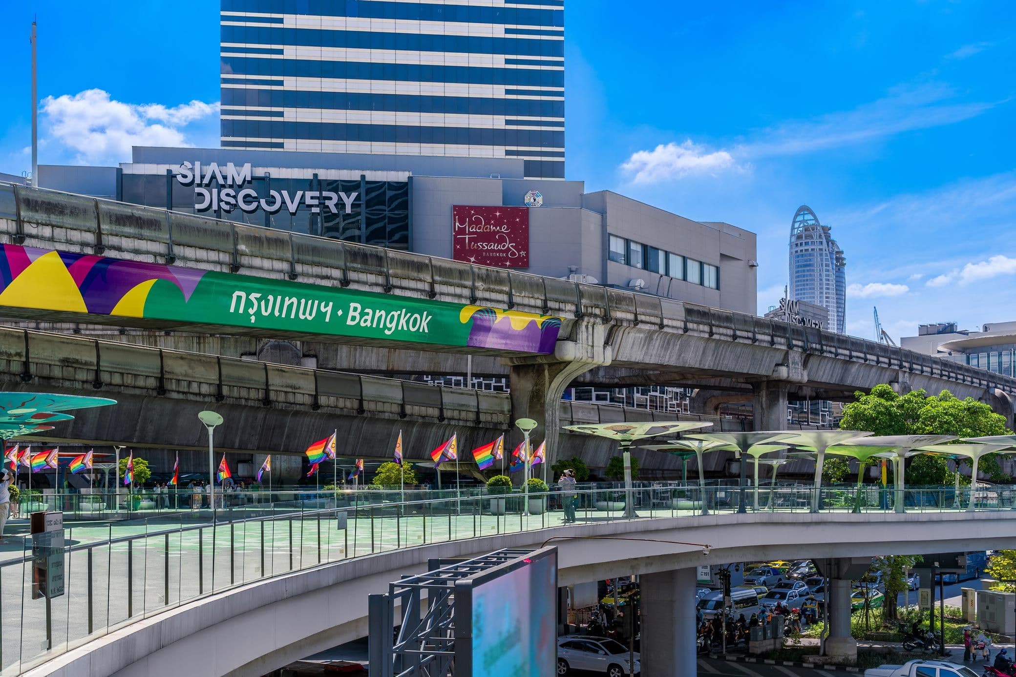 Crowds and shopping malls around Siam in Bangkok
