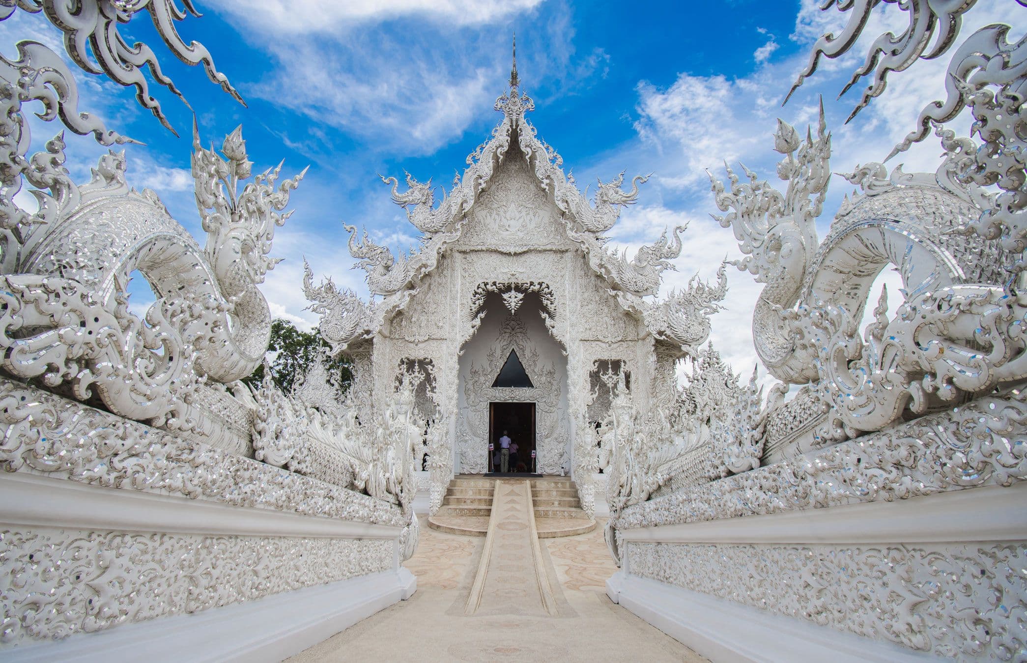 The white ubosot of Wat Rong Khun in Chiang Rai